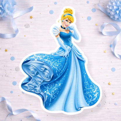 Cinderella sparkle dress princess decoration for Cinderella birthday party cake topper, cupcake topper or foam cutout centerpiece.

