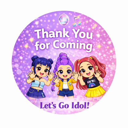 k-pop demon hunters thank you tags Circular K Pop Demon Hunters party favor tag for treat bags and goodie bags