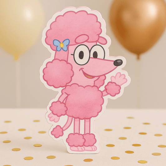 Coco Bluey pink poodle birthday cutout for party decoration