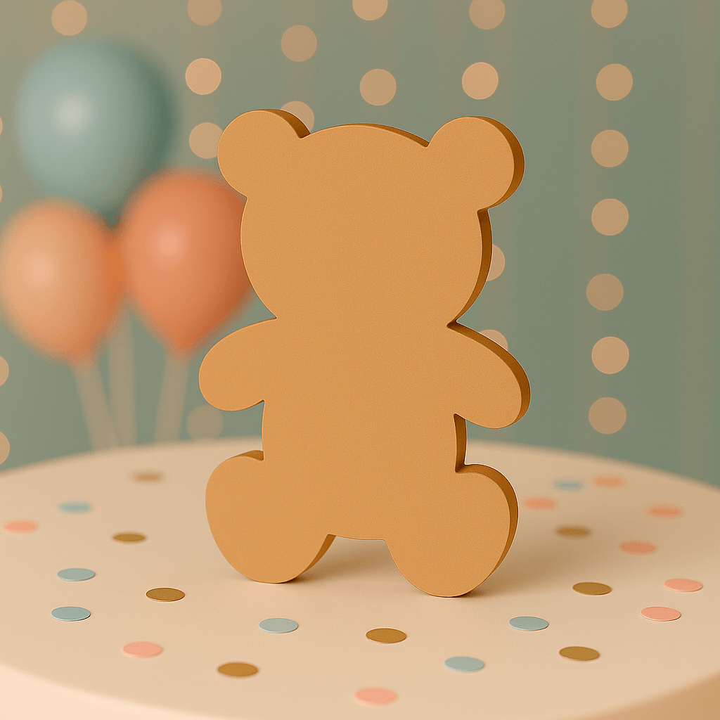 Creme Baby shower bear centerpiece handmade from foam for neutral or themed celebrations