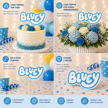 Bluey Logo Birthday Centerpiece | Bluey Party Decorations & Foam Cutouts