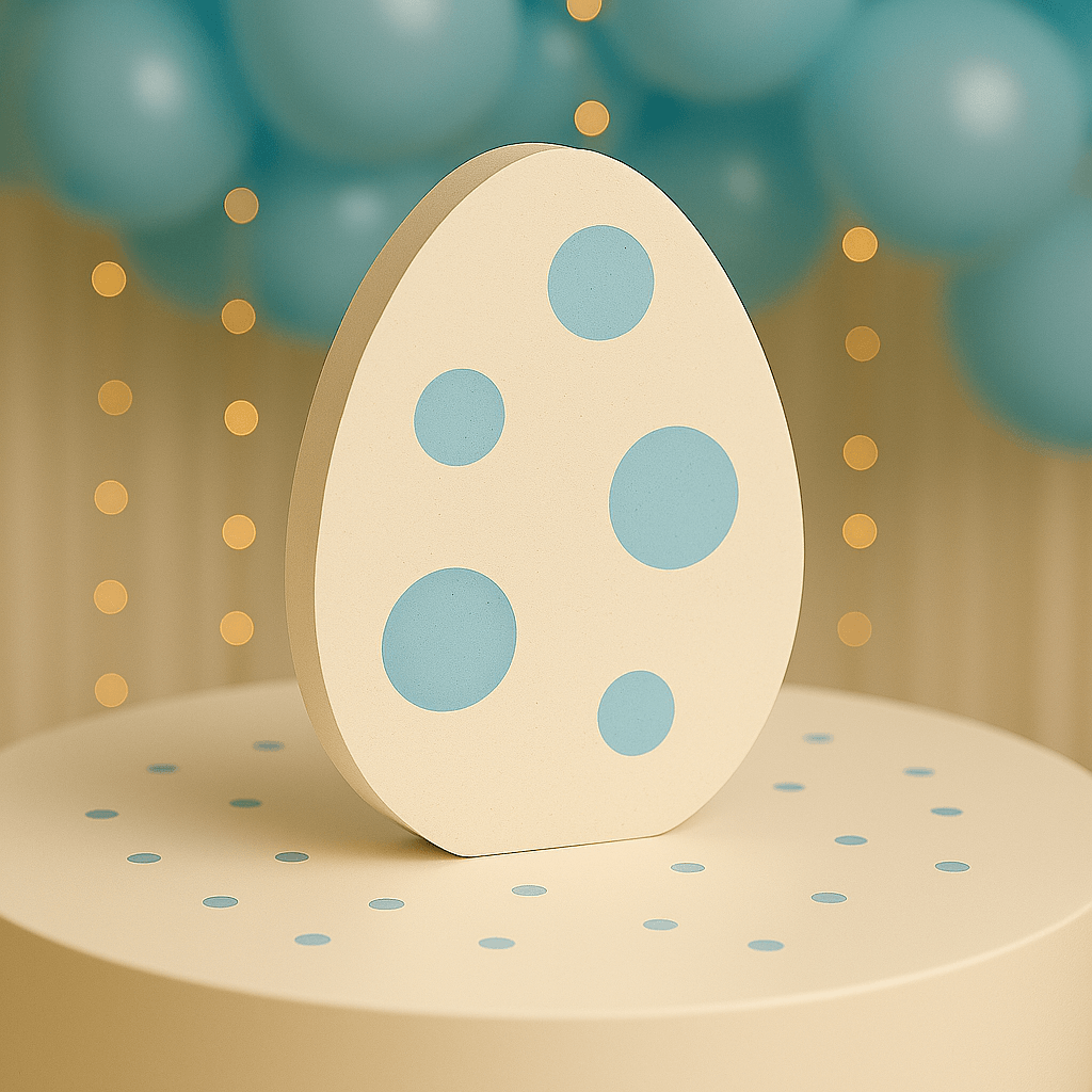 Dino egg foam centerpiece in pastel colors