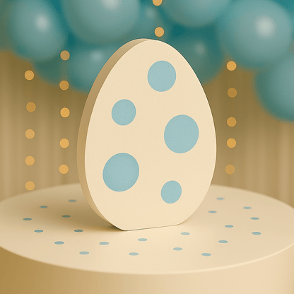 Dino egg foam centerpiece in pastel colors