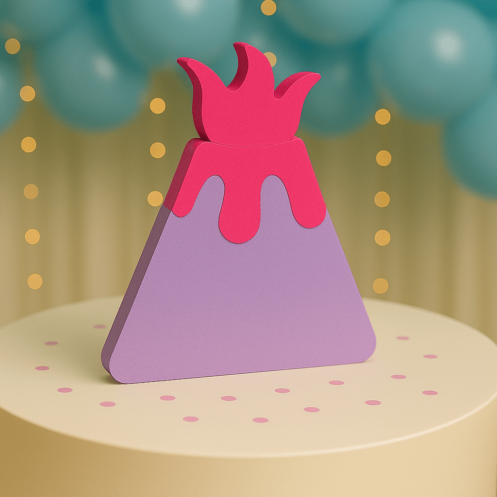 Dino volcano foam centerpiece with colorful lava