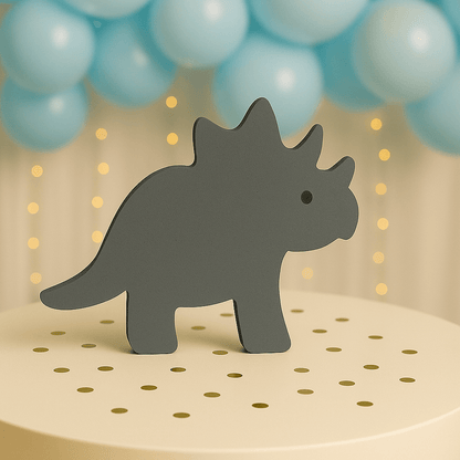 Dino birthday party centerpiece in colorful foam