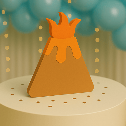 Handmade dinosaur volcano decoration for dino birthday