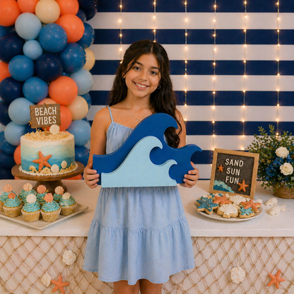 Nautical Wave Centerpiece – Handmade Foam Ocean Party Decoration