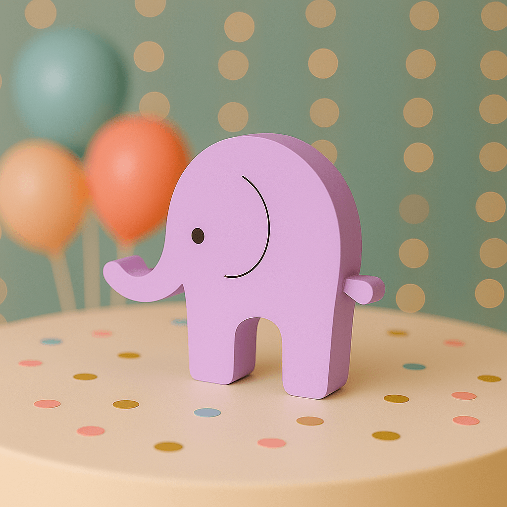 Elephant baby shower decorations handmade from foam for neutral or safari themed celebrations