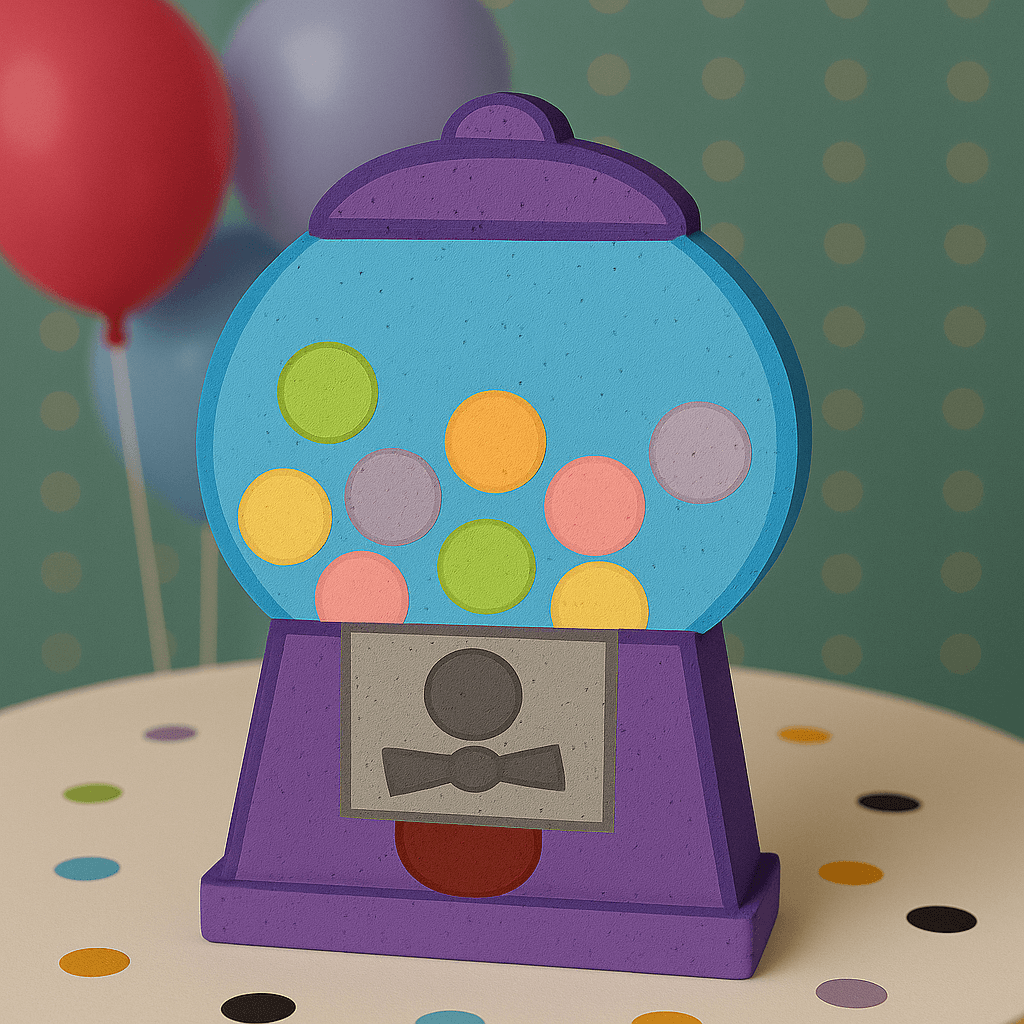 foam gumball machine centerpiece for birthday table decor