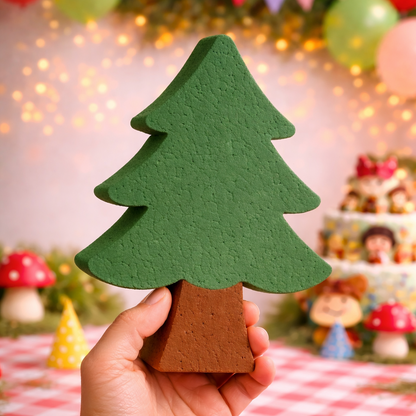 forest party decorations with pine tree centerpiece for natural birthday setup