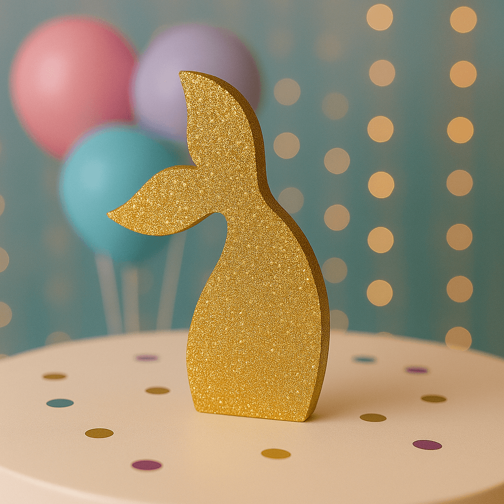 Gold mermaid tail centerpiece glitter party decoration handmade for kids birthday