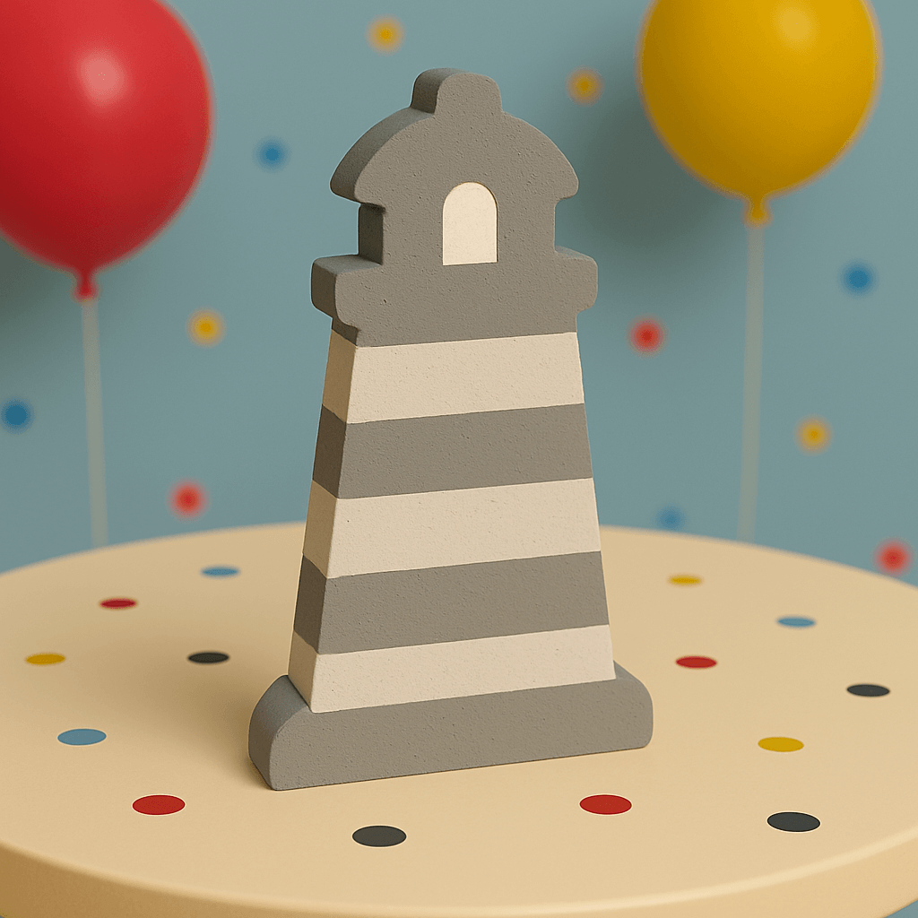 Nautical lighthouse centerpiece in pastel tones for kids birthday table decor