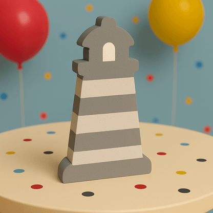 Nautical lighthouse centerpiece in pastel tones for kids birthday table decor