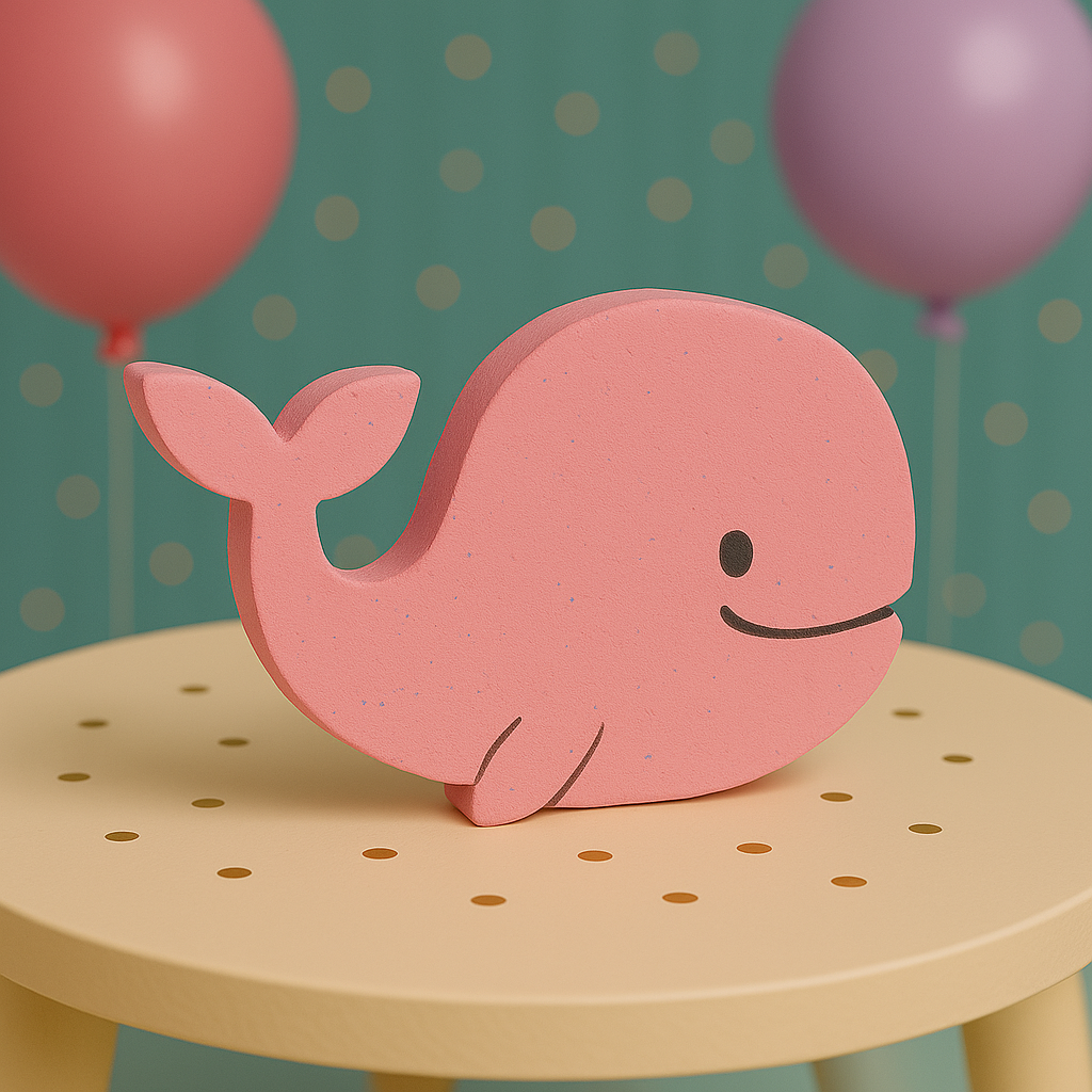 Whale nautical centerpiece in pastel tones for kids ocean birthday table decor


