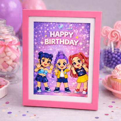 kpop demon hunters birthday decorations K Pop Demon Hunters birthday frame party table decoration