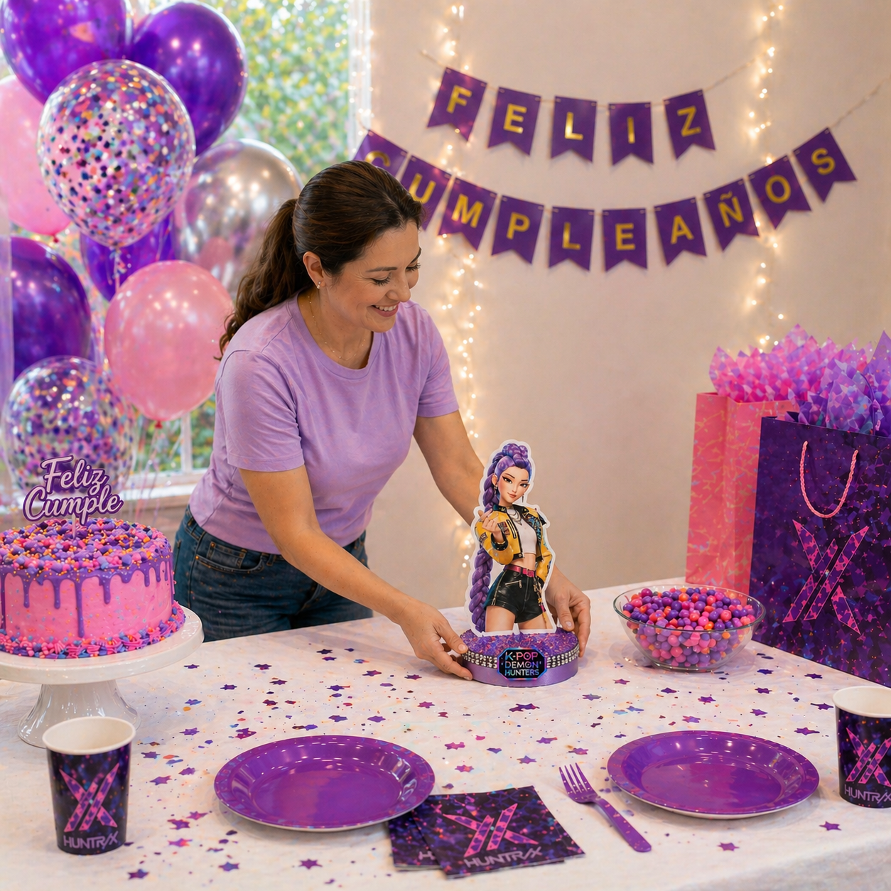 Kpop demon hunters party decorations centerpiece mom setting table birthday decor