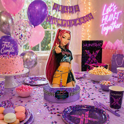 Kpop demon hunters centerpiece birthday party decor neon table setup decorations
