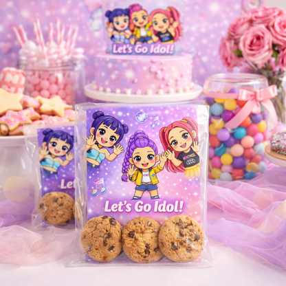 kpop demon hunters party favors K Pop Demon Hunters favor card and treat bag for birthday party