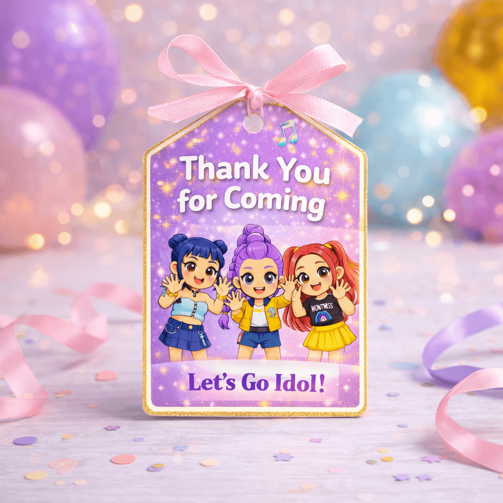 k-pop demon hunters thank you tags Personalized K Pop Demon Hunters thank you tag birthday party favor