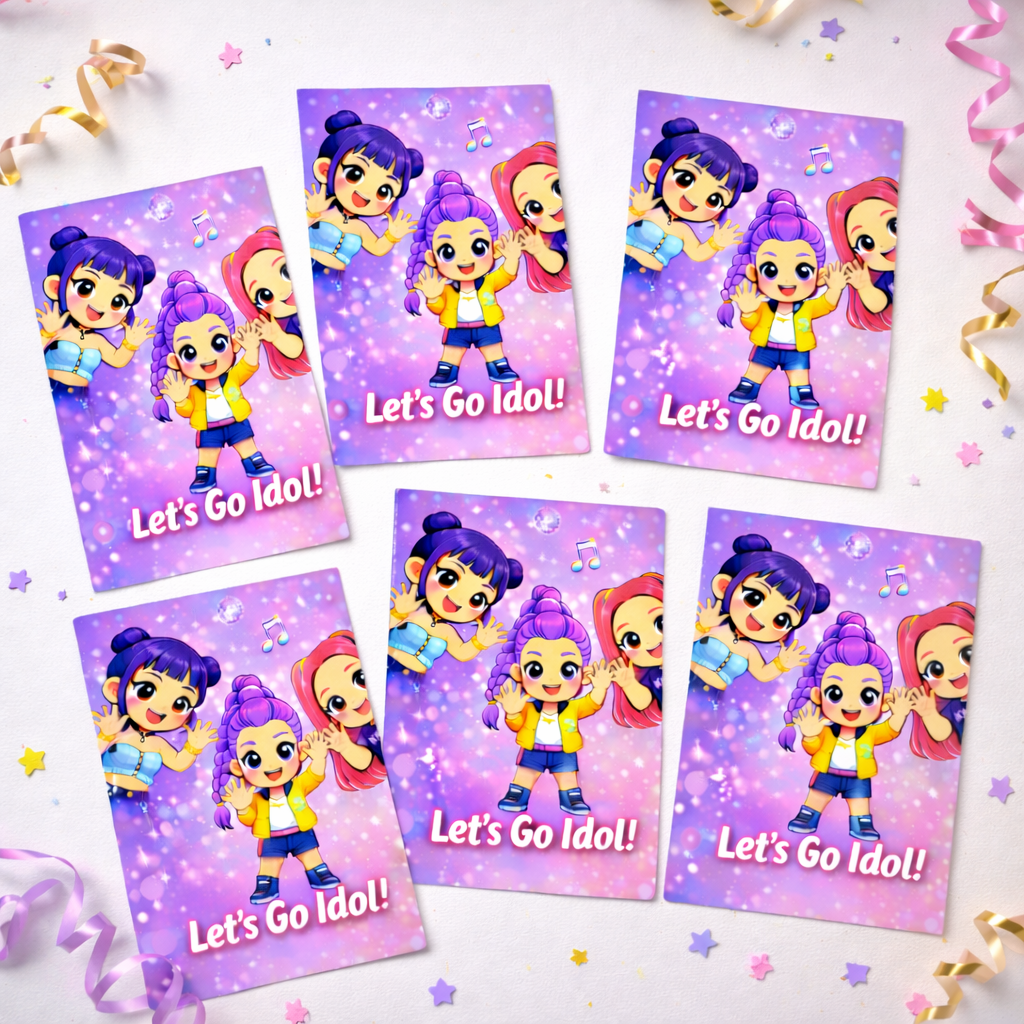 kpop demon hunters party favors K Pop Demon Hunters treat bag party favor card with clear bag