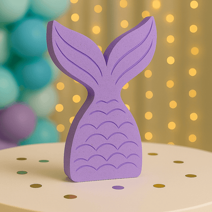 Lavender handmade mermaid tail centerpiece painted foam décor for under-the-sea birthday theme