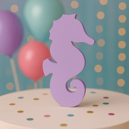 Lavender seahorse centerpiece for under the sea birthday decoration – handmade foam cutout
