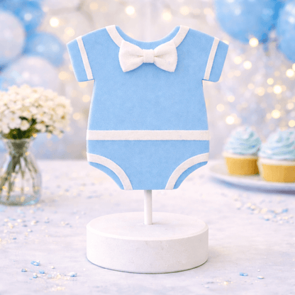 Little man baby boy onesie centerpiece for baby shower table decor made from foamBaby Onesie Centerpiece – Baby Shower Table Decoration 