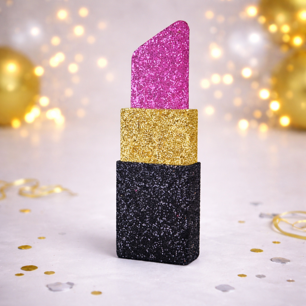 close up lipstick centerpiece for makeup party decorations

