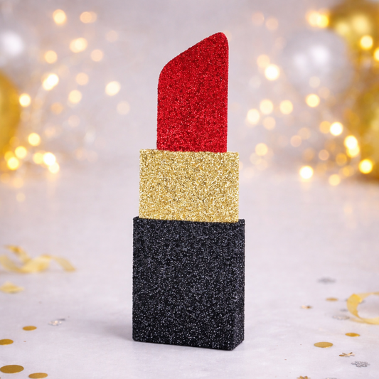 lipstick centerpiece for makeup party decorations with glitter finish for girls birthday

