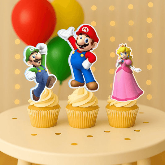 Mario Bros cupcake toppers handmade birthday party decorations