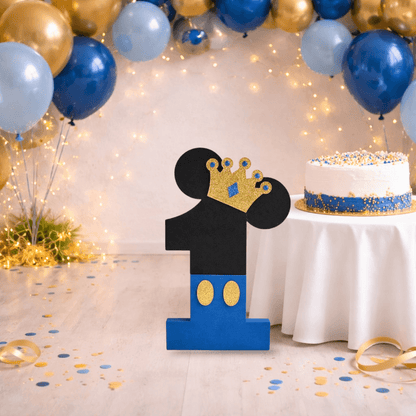 royal mickey mouse 1st birthday centerpiece with crown foam decoration for birthday table