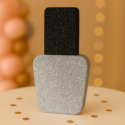 Silver nail polish centerpiece for spa themed birthday decorations