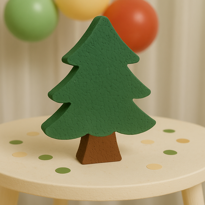 nature theme birthday party with pine tree centerpiece table decoration