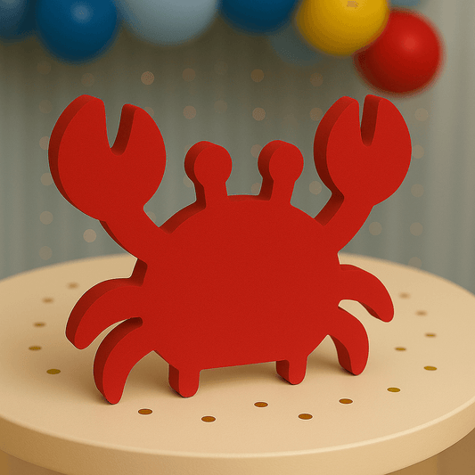 Nautical crab centerpiece handmade from painted foam for sailor and beach theme party decorations