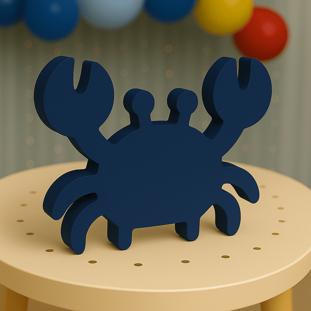 Navy blue nautical crab centerpiece handmade in painted foam for sailor theme party decorations