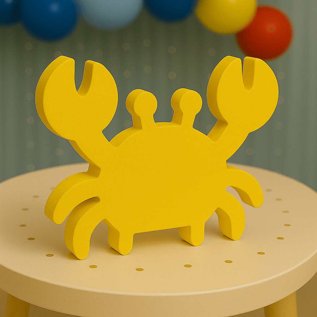 Yellow nautical crab centerpiece handmade foam decoration for seaside or sailor theme birthday