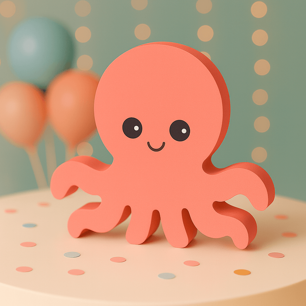 Nautical octopus centerpiece handmade from painted foam for sailor and beach theme birthday decorations