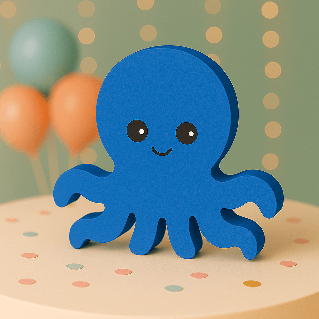 Royal blue nautical octopus centerpiece handmade from painted foam for sailor and ocean themed birthday parties