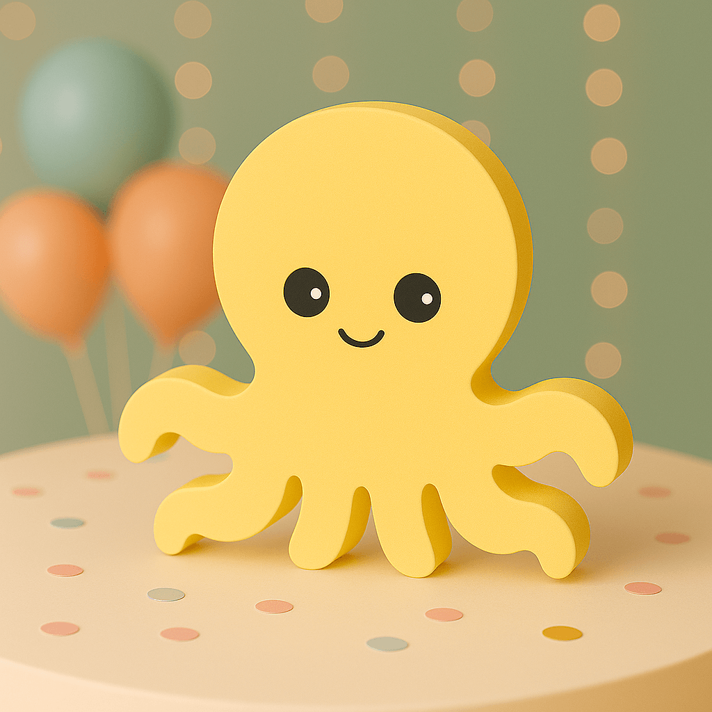 Yellow nautical octopus centerpiece foam decoration perfect for beach, sailor, or nautical birthday celebrations
