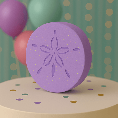 Foam sand dollar cutout for mermaid and ocean themed birthday party decorations