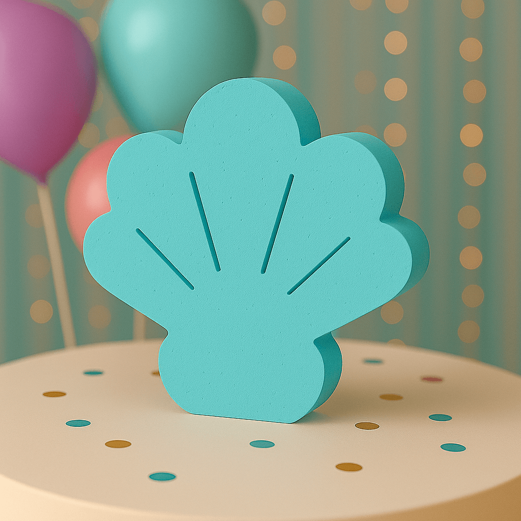 Foam seashell cutout for mermaid and ocean themed birthday party decorations
