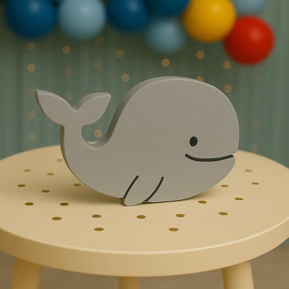Foam whale cutout for nautical birthday party or baby shower decorations