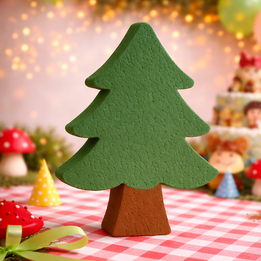 pine tree centerpiece for forest birthday party and nature theme party decor