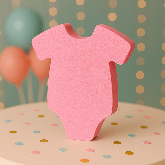 Pink baby bodysuit centerpiece handmade foam décor for baby shower or gender reveal table