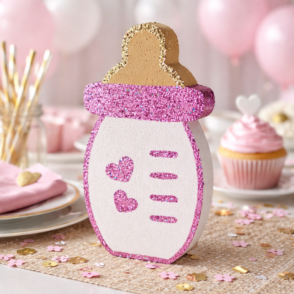Pink baby bottle decoration for baby girl shower party table decor

