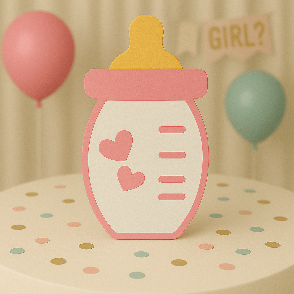 Hand-painted pink baby bottle centerpiece handmade baby shower decoration for table display