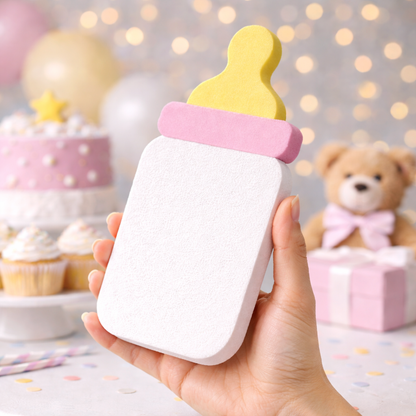 Pink baby bottle cutout decoration for baby shower party table decor

