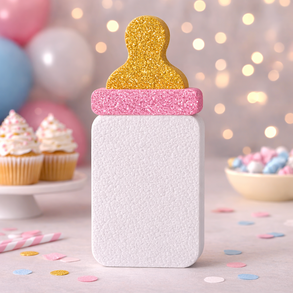 Pink baby bottle cutout decoration for baby girl baby shower table decor