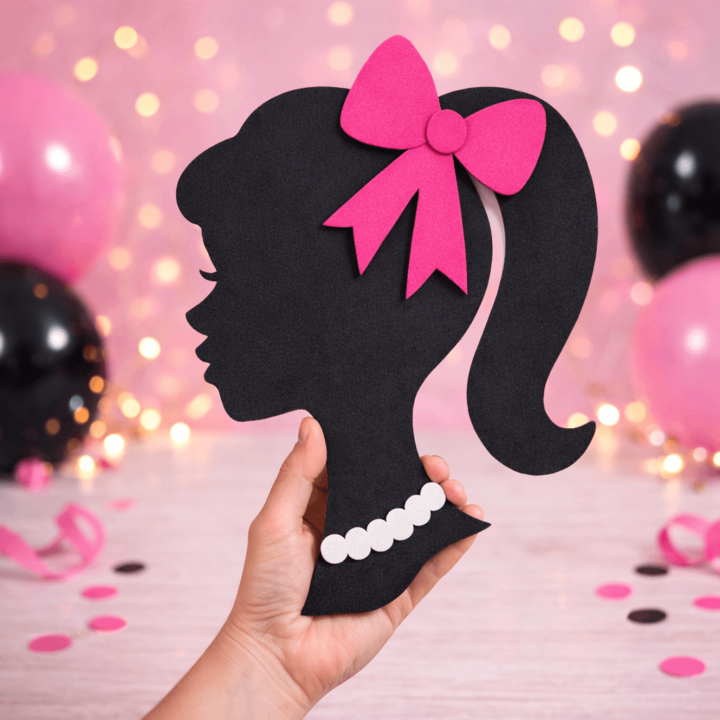 Pink Barbie silhouette foam cutout birthday decoration barbie silhouette centerpiece