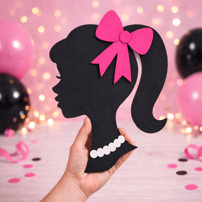 Pink Barbie silhouette foam cutout birthday decoration barbie silhouette centerpiece